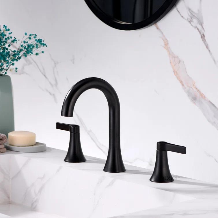 Widespread Bathroom Faucet with Drain Assembly