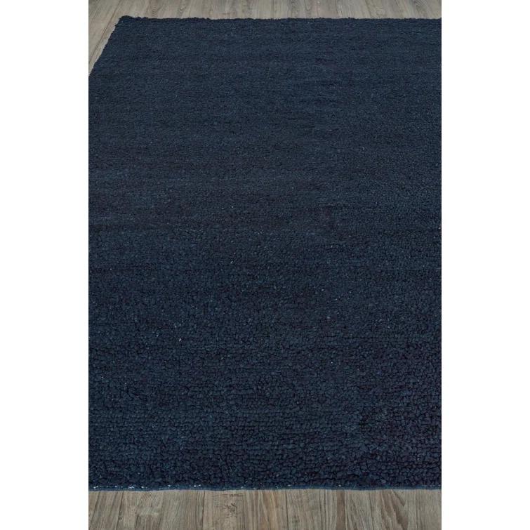 Borelli Hand-Loomed Wool Navy Blue Area Rug