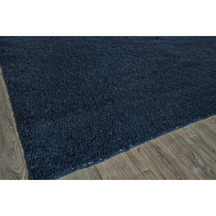 Borelli Hand-Loomed Wool Navy Blue Area Rug