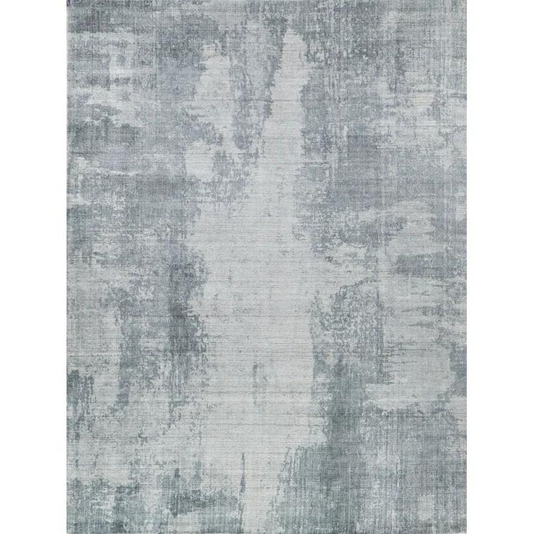 Exquisite Rugs Stone Wash Gazni Handmade Hand Loomed Wool/Bamboo Silk Blue Area Rug