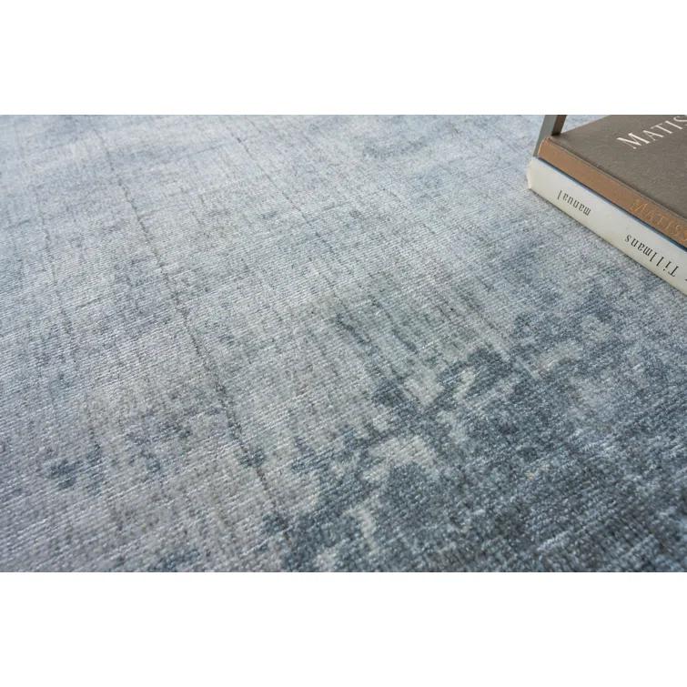Exquisite Rugs Stone Wash Gazni Handmade Hand Loomed Wool/Bamboo Silk Blue Area Rug
