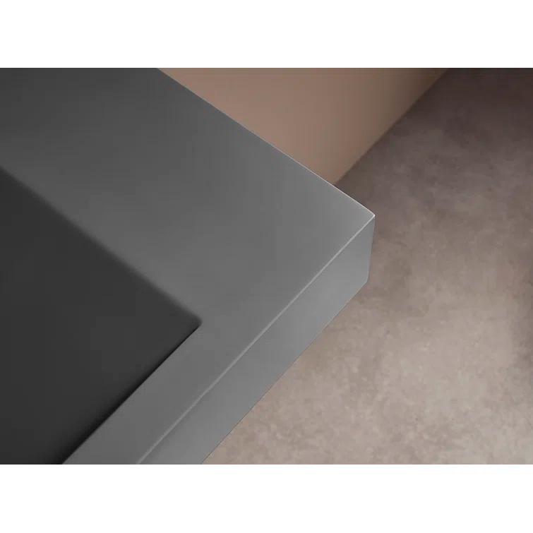 40 in. Wall-Mount or Countertop Bathroom Sink V-Shape Drain Solid Surface Material