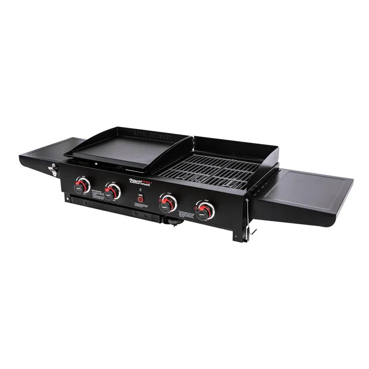 Royal Gourmet 4 - Burner Flat Top Liquid Propane 48000 BTU Gas Grill with Side Tables