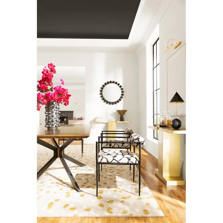 Regal Ocelot Embroidered Linen Handcrafted Metal Chair