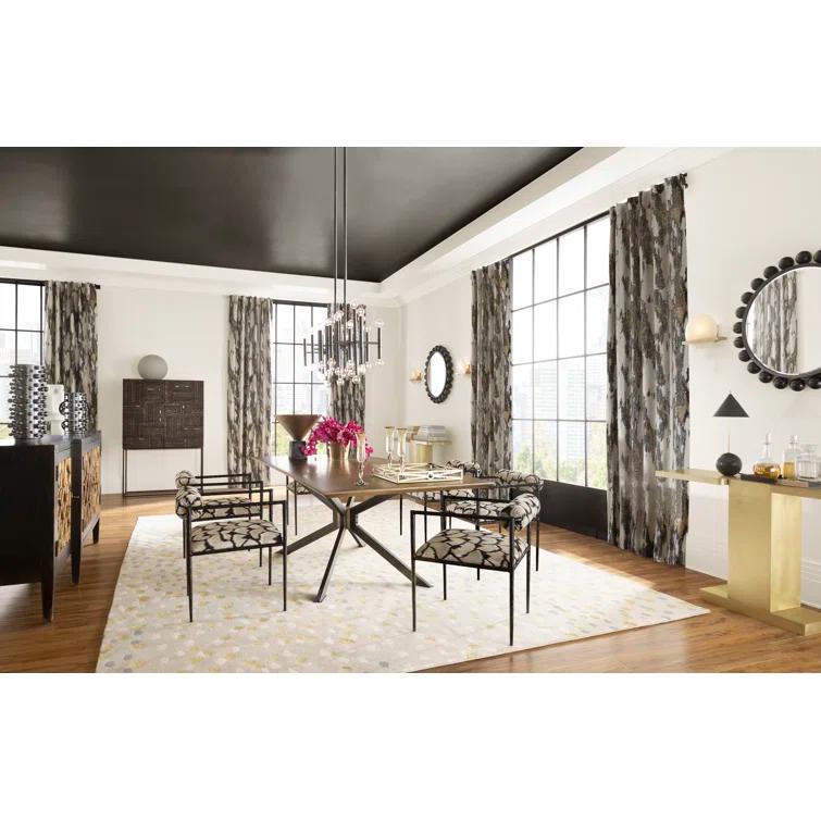 Regal Ocelot Embroidered Linen Handcrafted Metal Chair
