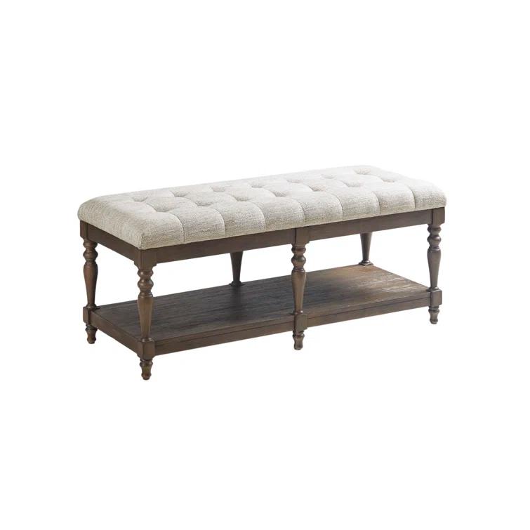 Martha Stewart Highland Tufted Accent Bench with Shelf