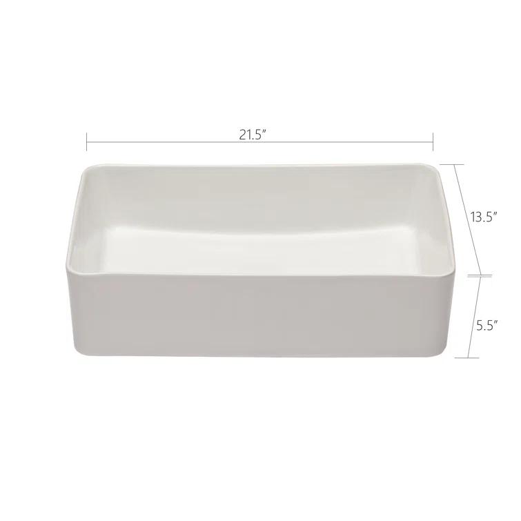 21"x13" White Ceramic Rectangular Vessel Bathroom Sink