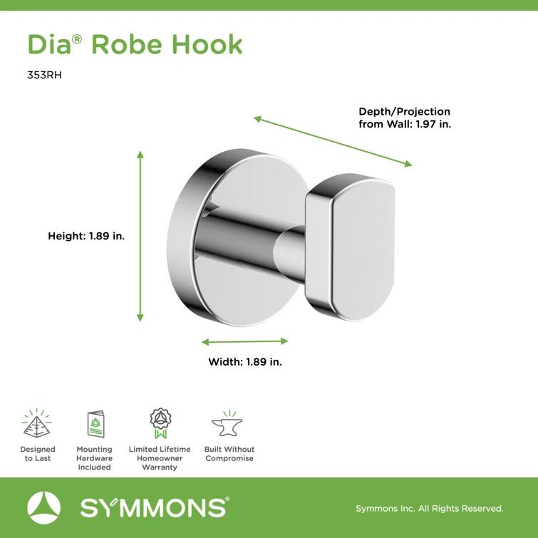Dia Wall Mounted Robe Hook with Installation Hardware
