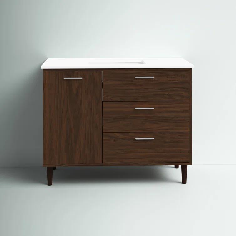 Burroughs 42'' Single Bathroom Vanity with Engineered Marble Top