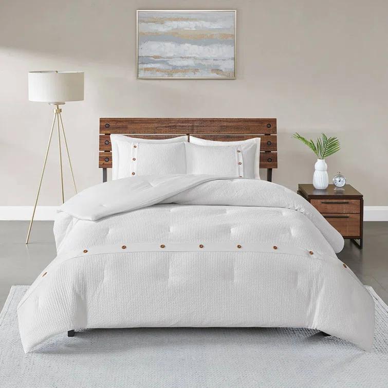 Marcus 3 Piece Cotton Waffle Weave Duvet Cover Set