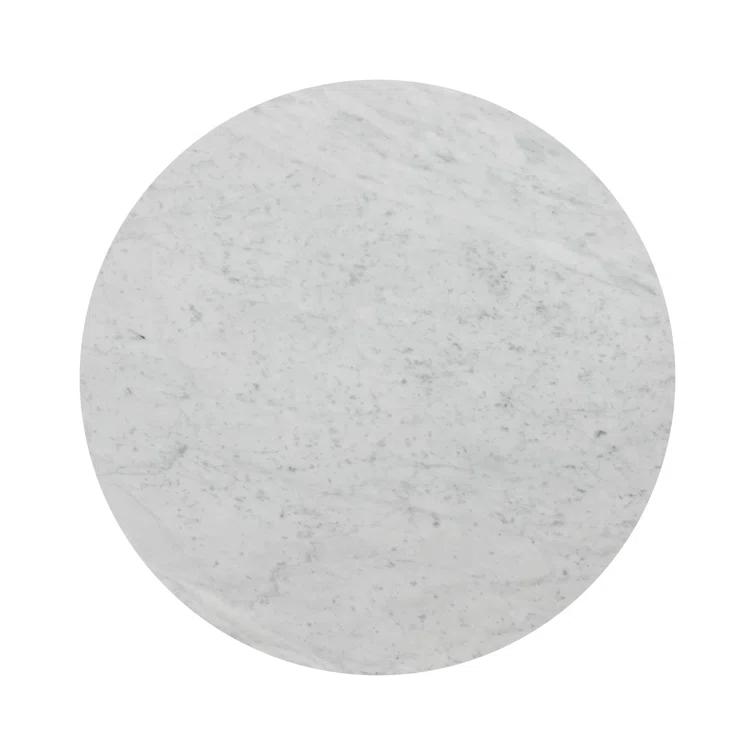 Voss Round Side Table - Natural and White Marble