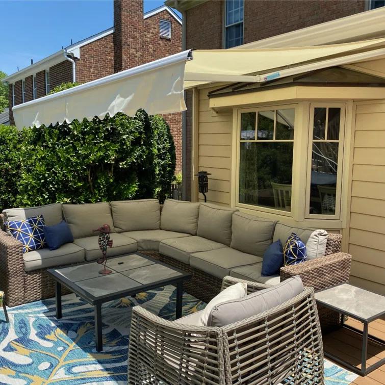 Motorized Retractable White Frame Patio Awning