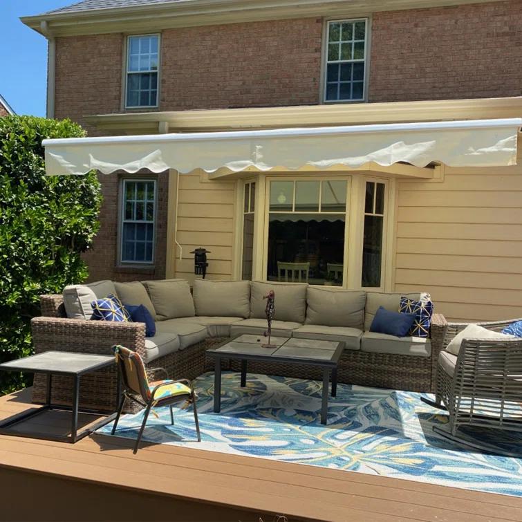 Motorized Retractable White Frame Patio Awning