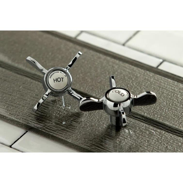 Kingston Brass Kingston Three-Handle 2-Hole Freestanding Tub Faucet with Supply Line and Stop Valve