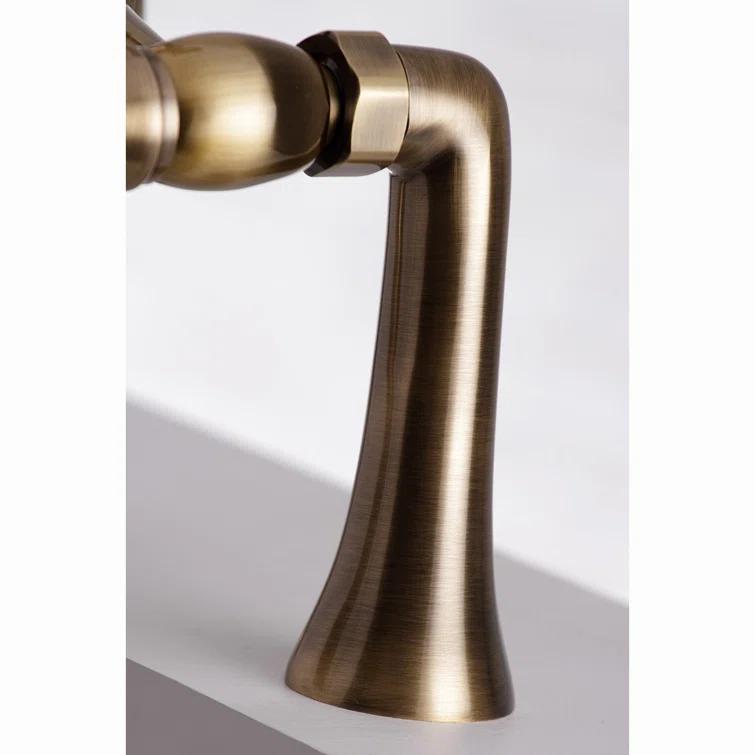 Kingston Brass Kingston Three-Handle 2-Hole Deck Mount Clawfoot Tub Faucet with Hand Shower