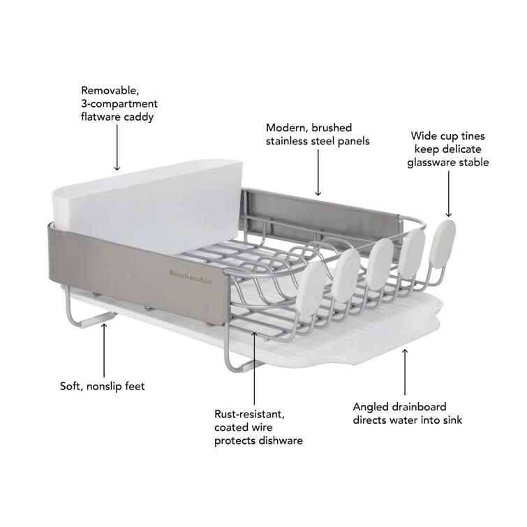 KitchenAid® KitchenAid® Compact Stainless Steel Dish Rack, 16.06-Inch