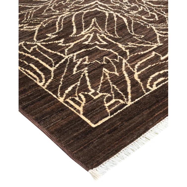 Ivory Stripe Hand-Knotted Wool Area Rug 10' x 14'