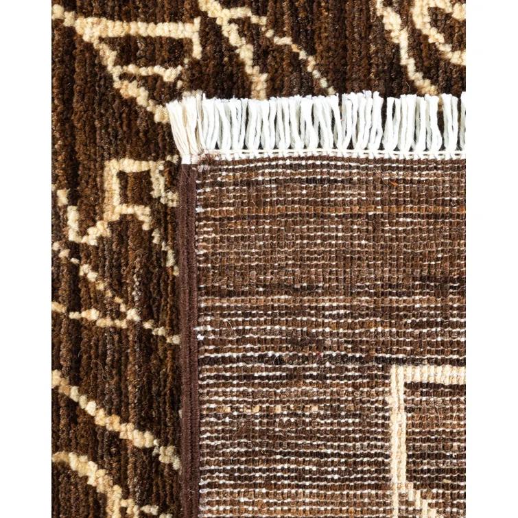 Ivory Stripe Hand-Knotted Wool Area Rug 10' x 14'