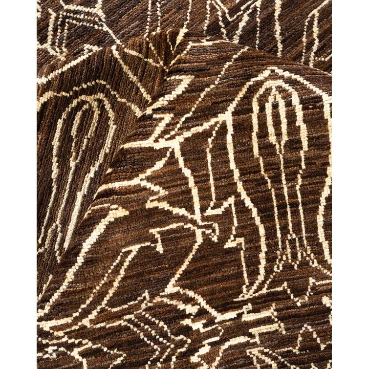 Ivory Stripe Hand-Knotted Wool Area Rug 10' x 14'