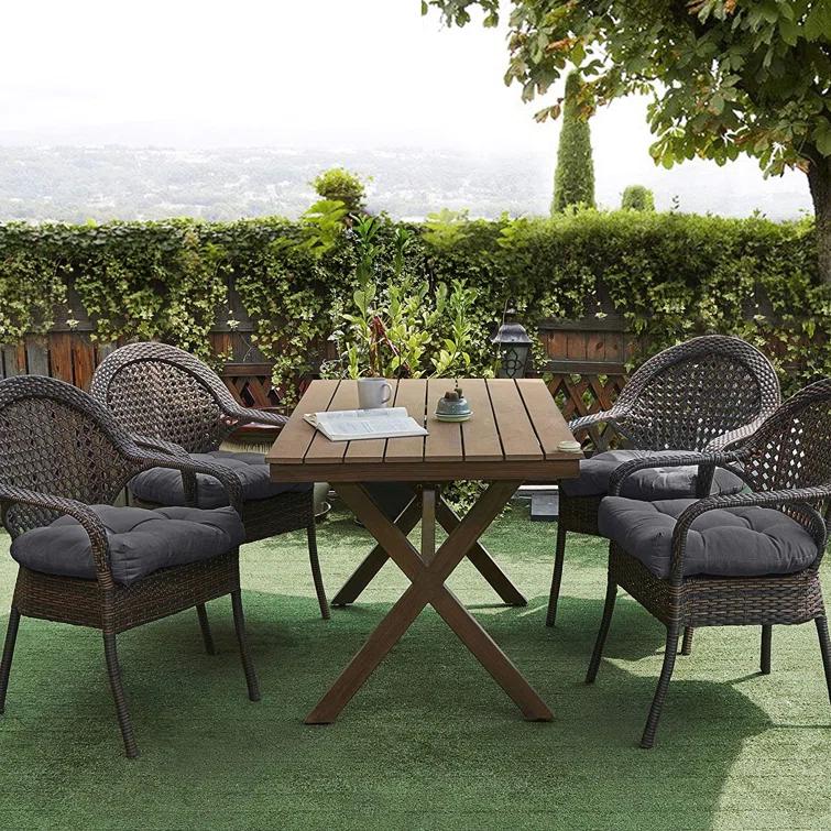 Premium Patio Tufted Outdoor Solid Chair Cushions, 19" x 19"