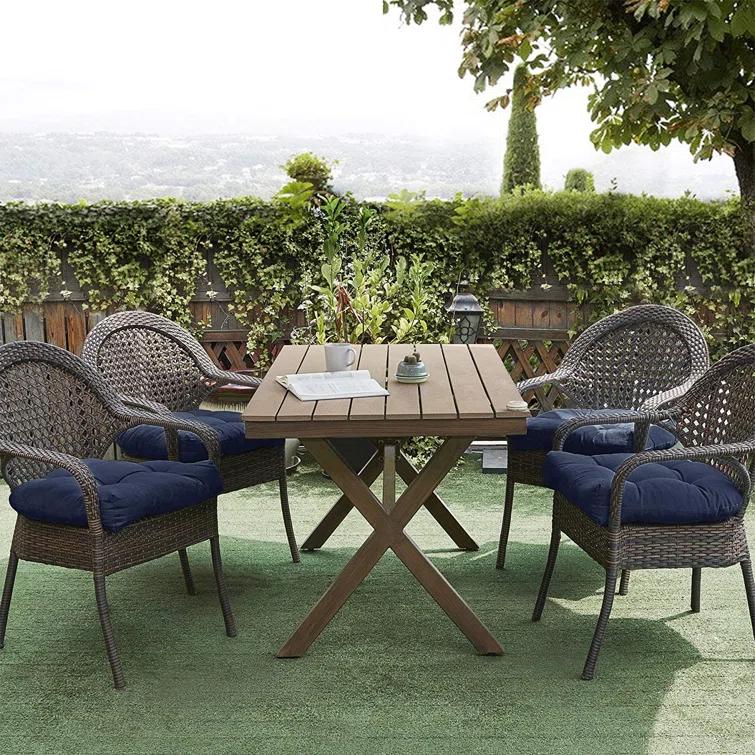 Premium Patio Tufted Outdoor Solid Chair Cushions, 19" x 19"