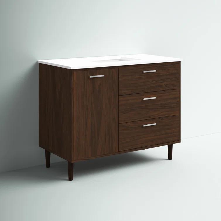 Burroughs 42'' Single Bathroom Vanity with Engineered Marble Top