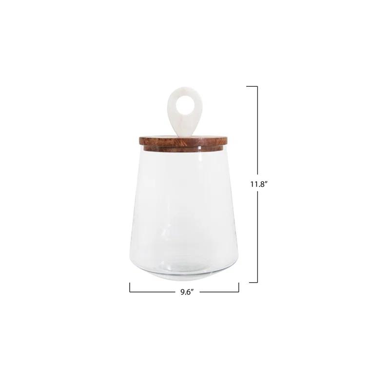 Bloomingville Small Clear Glass Jar with Mango Wood & Marble Lid