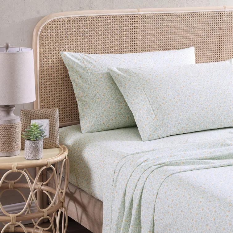 Tommy Bahama Crane Flower 100% Cotton Percale- 4 Piece- Sheet Set  Green- Queen