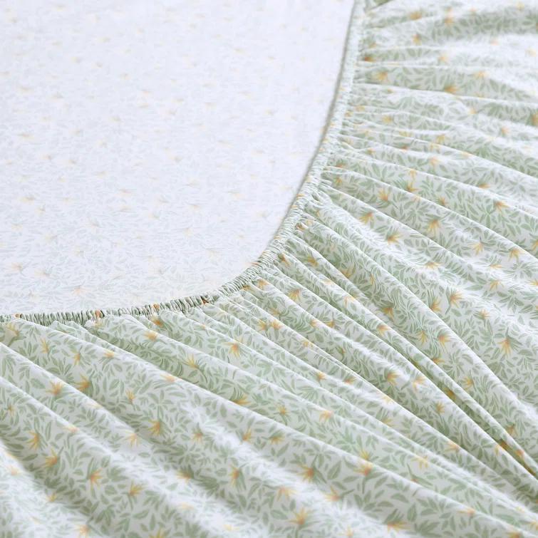 Tommy Bahama Crane Flower 100% Cotton Percale- 4 Piece- Sheet Set  Green- Queen