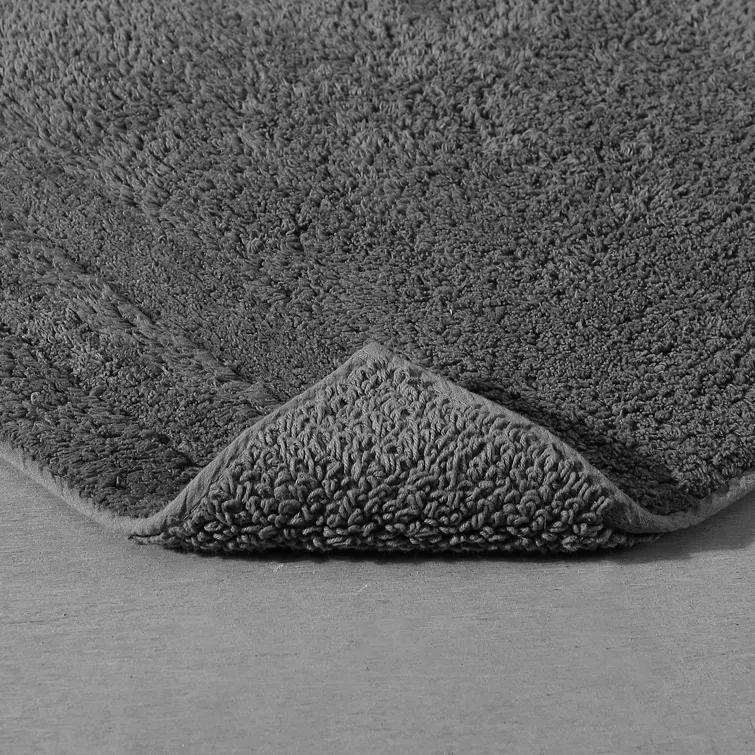 Eden Plush Pile Solid Reversible Cotton White 2 Piece Bath Rug Set