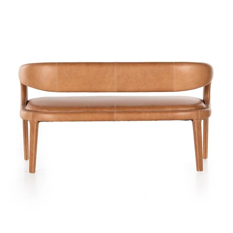 Sonoma Butterscotch Genuine Leather 55" Modern Dining Bench