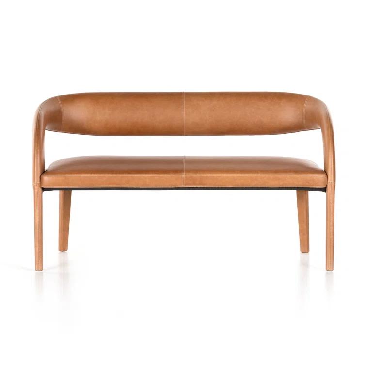 Sonoma Butterscotch Genuine Leather 55" Modern Dining Bench