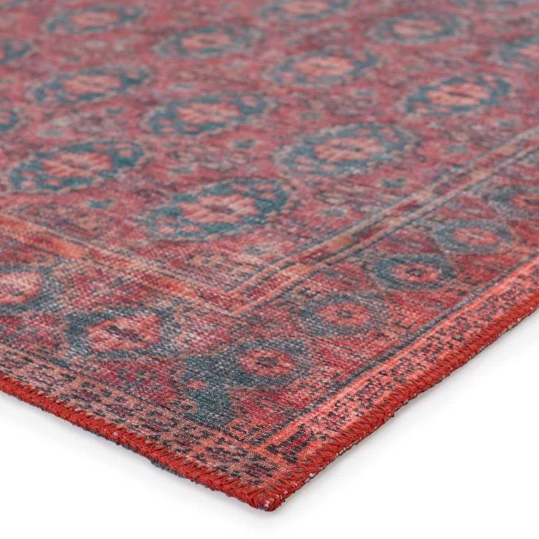 Kate Lester + Jaipur Living Machine Washable Kalinar Power Loom Performance Dark Red/Blue Rug