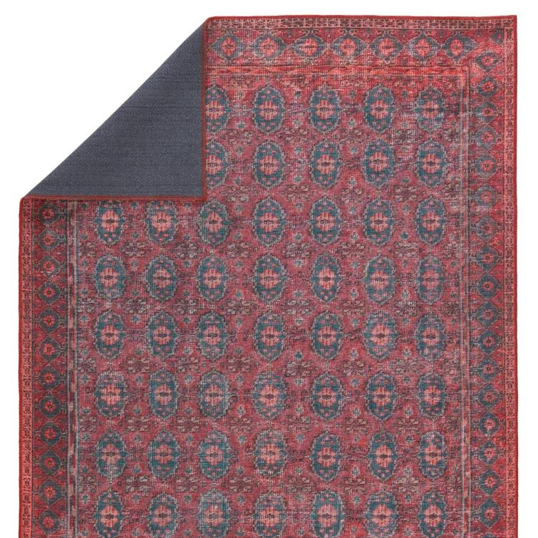 Kate Lester + Jaipur Living Machine Washable Kalinar Power Loom Performance Dark Red/Blue Rug