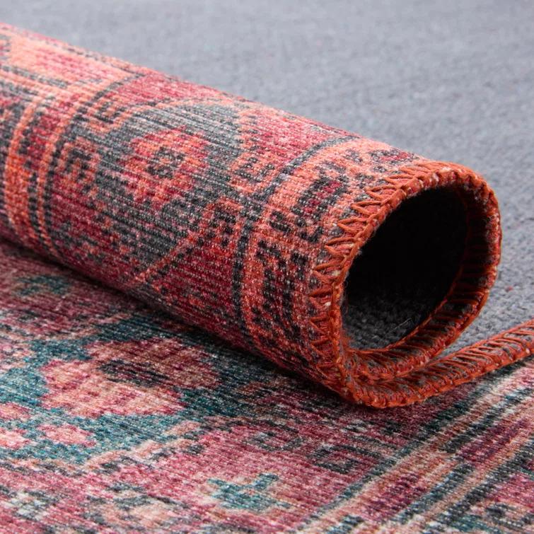 Kate Lester + Jaipur Living Machine Washable Kalinar Power Loom Performance Dark Red/Blue Rug