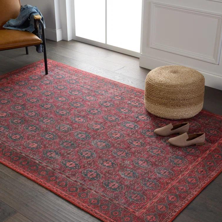 Kate Lester + Jaipur Living Machine Washable Kalinar Power Loom Performance Dark Red/Blue Rug