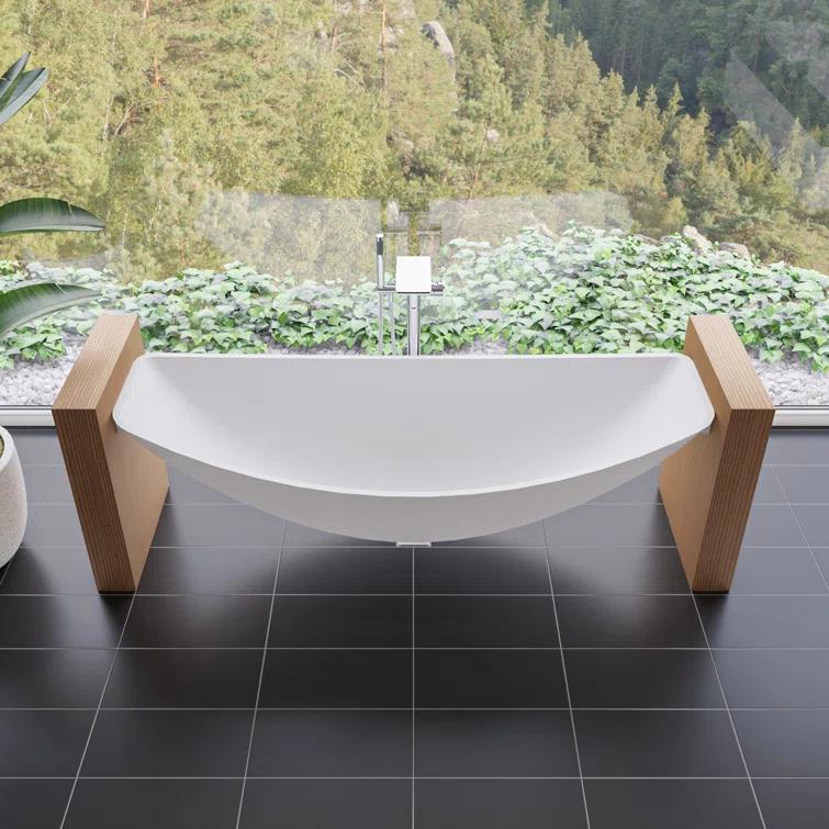 Alfi Brand HammockTub1-WM 78.75'' x 78.75'' Freestanding Soaking Acrylic Bathtub