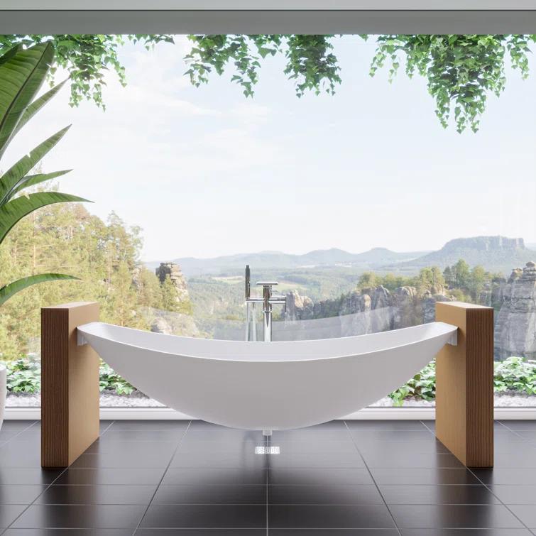 Alfi Brand HammockTub1-WM 78.75'' x 78.75'' Freestanding Soaking Acrylic Bathtub