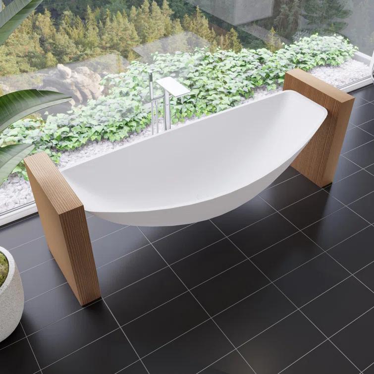 Alfi Brand HammockTub1-WM 78.75'' x 78.75'' Freestanding Soaking Acrylic Bathtub