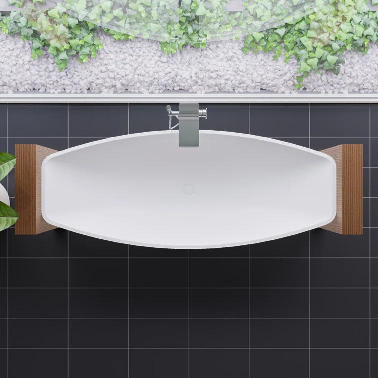 Alfi Brand HammockTub1-WM 78.75'' x 78.75'' Freestanding Soaking Acrylic Bathtub
