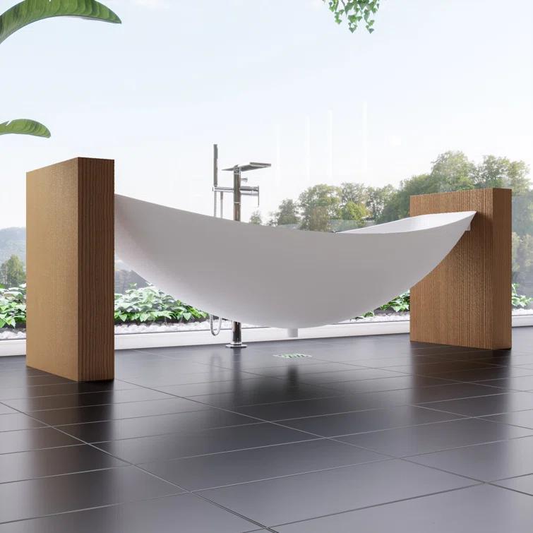 Alfi Brand HammockTub1-WM 78.75'' x 78.75'' Freestanding Soaking Acrylic Bathtub