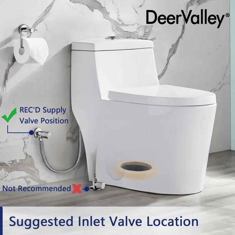 DeerValley Prism Dual-Flush Elongated One-Piece Toilet with Glazed Surface Lower Water Tank for Space Saving (Seat Included)