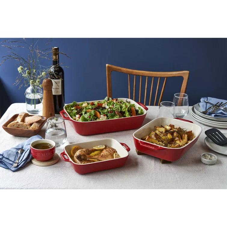 Staub Cherry Rectangular Bakers, Set of 3