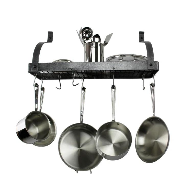 Enclume Handcrafted Gourmet Bookshelf Wall Rack with Curved Arms & 12 Hooks
