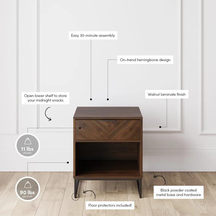 19'' W Metal Nightstand