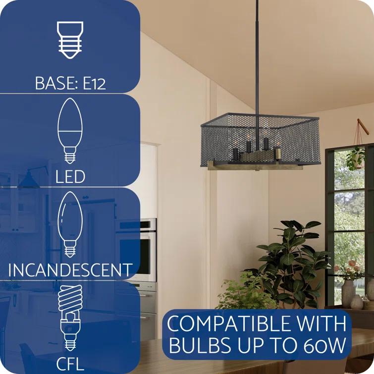 17 Stories Windmoor 4 - Light Dimmable Square / Rectangle Chandelier