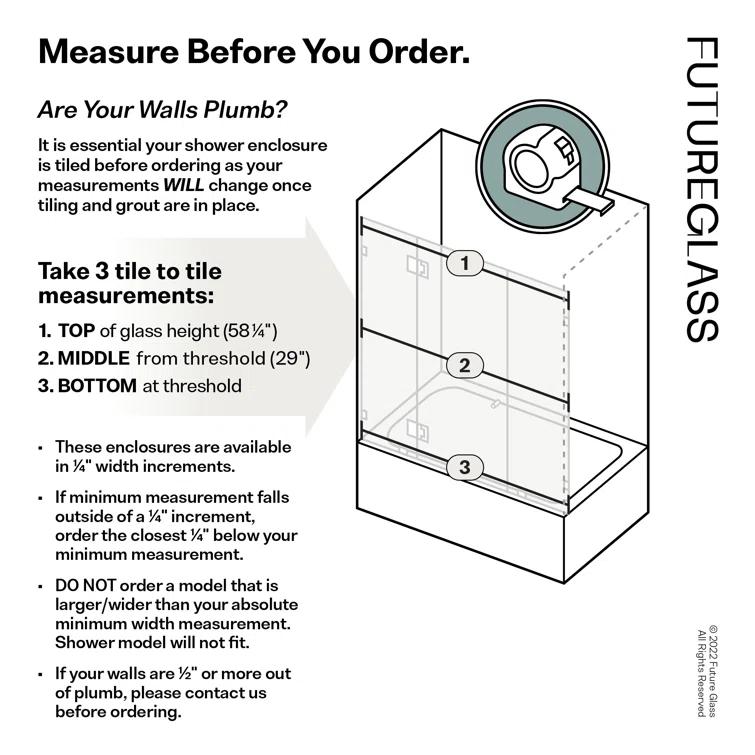 Stellar 69.5 in. W x 58.25 in. H Frameless 3 Panel Inline Bathtub Shower Door