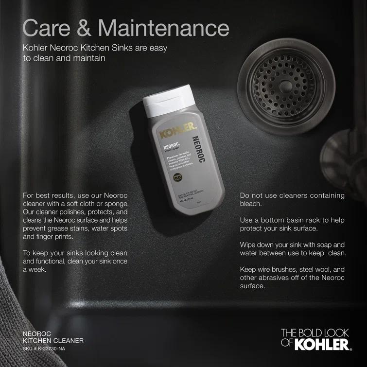 KOHLER K-8204-CM1 Cairn Sink, 33" Neoroc Composite Undermount Double-Bowl Kitchen Sink, Composite Kitchen Sink with Sink Rack, Matte Black