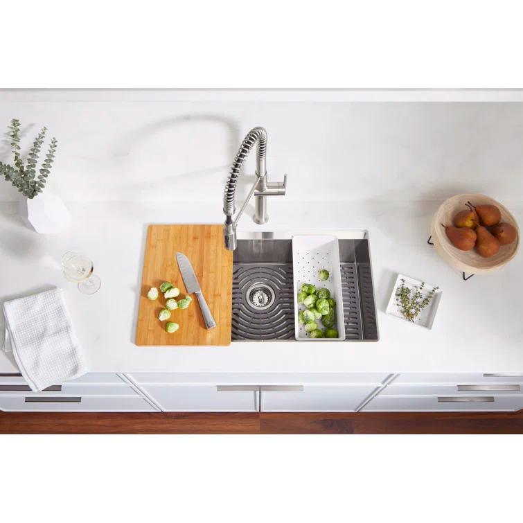 Task 33" x 22" Top-Mount/Undermount Single-Bowl Workstation Kitchen Sink With Accessories