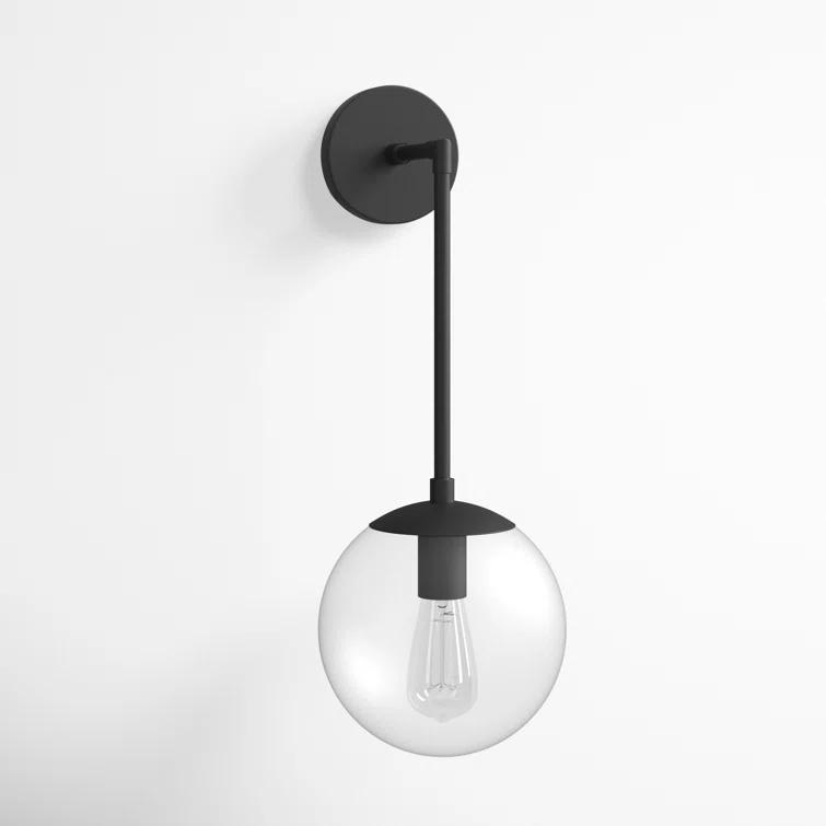 Nathanson Single Light Glass Dimmable Armed Sconce
